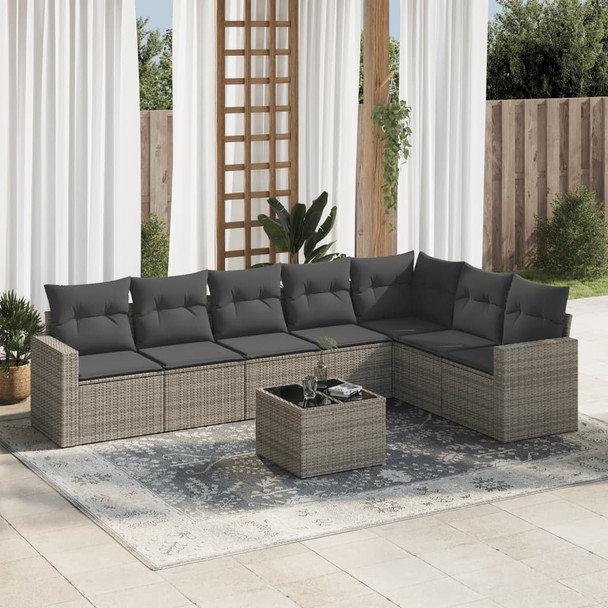 8-dijelni set vrtnih sofa od poliratana s jastucima sivi 3219050