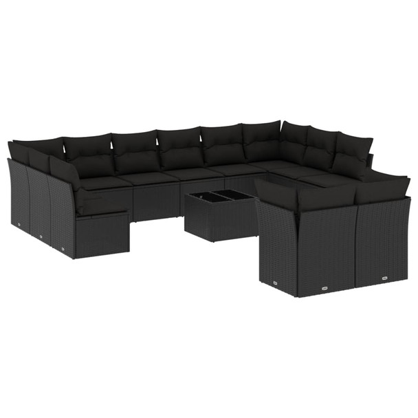13-dijelni set vrtnih sofa s jastucima poliratan crni 3218435