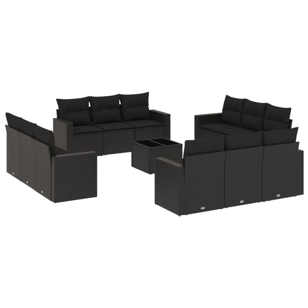 13-dijelni set vrtnih sofa s jastucima poliratan crni 3218765