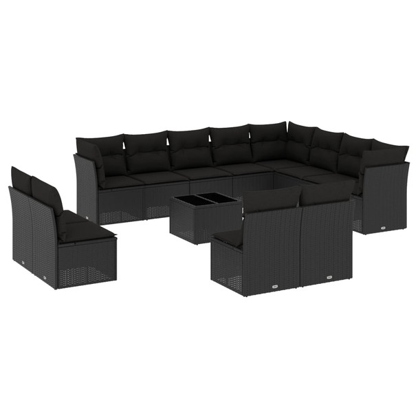 13-dijelni set vrtnih sofa s jastucima poliratan crni 3218475