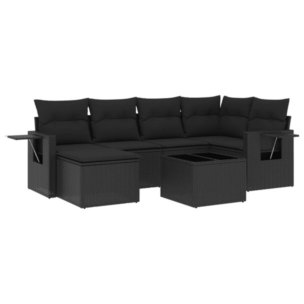 7-dijelni set vrtnih sofa od poliratana s jastucima crni 3252802