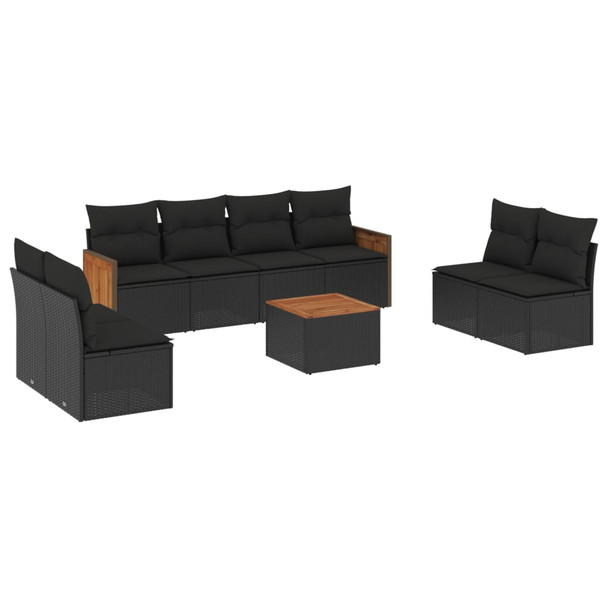 9-dijelni set vrtnih sofa s jastucima crni od poliratana 3259976