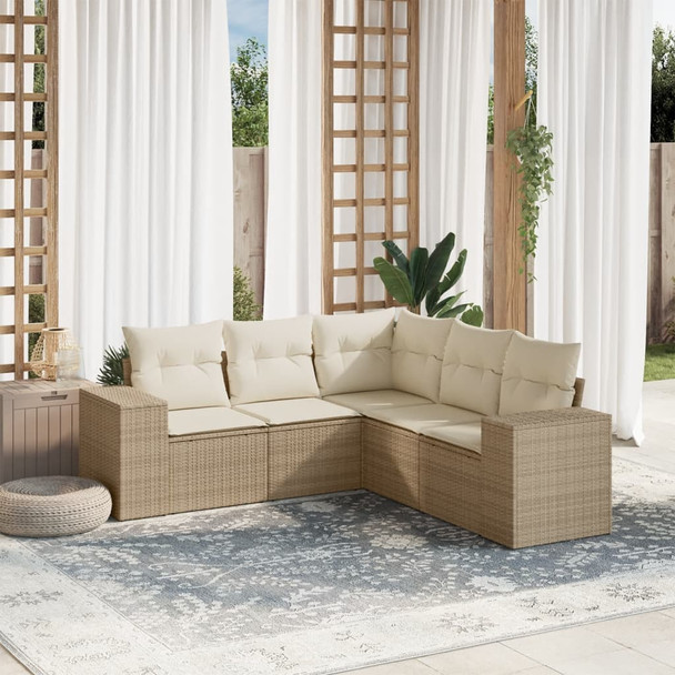 5-dijelni vrtni set sofa s jastucima bež od poliratana 3222547