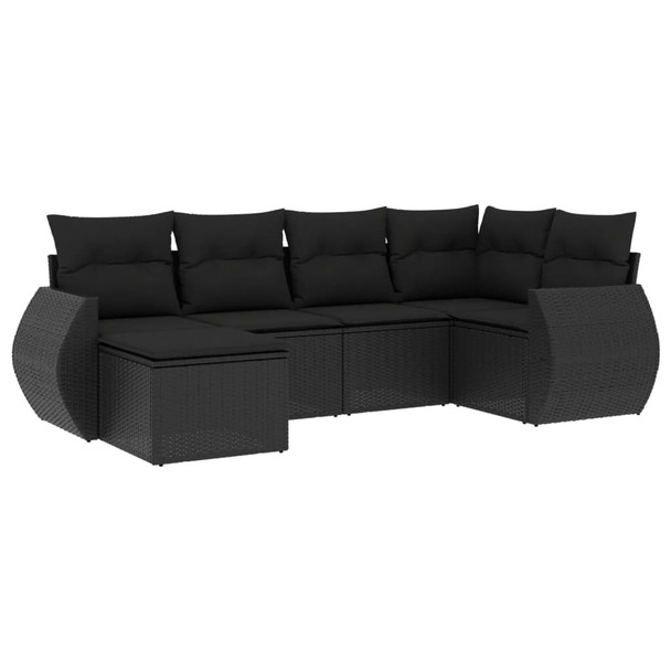 6-dijelni set vrtnih sofa s jastucima crni od poliratana 3221654