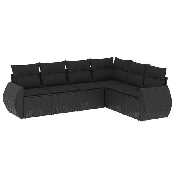 6-dijelni set vrtnih sofa s jastucima crni od poliratana 3253742