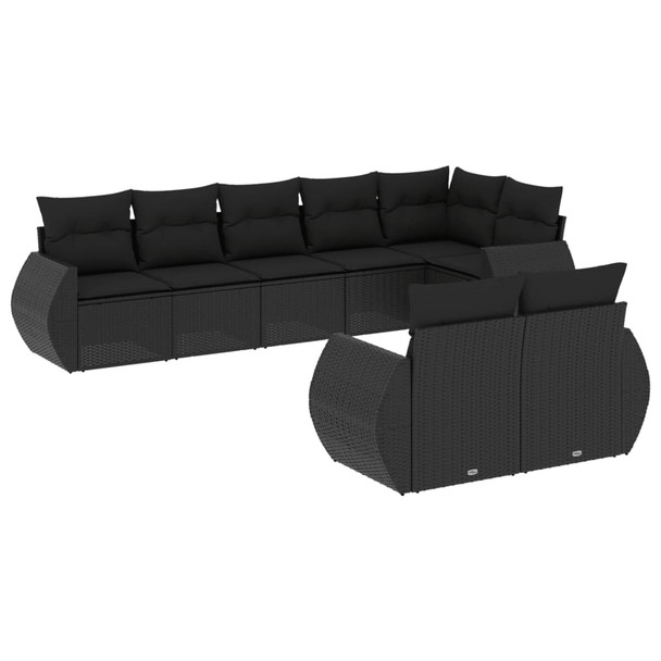 8-dijelni set vrtnih sofa od poliratana s jastucima crni 3221614