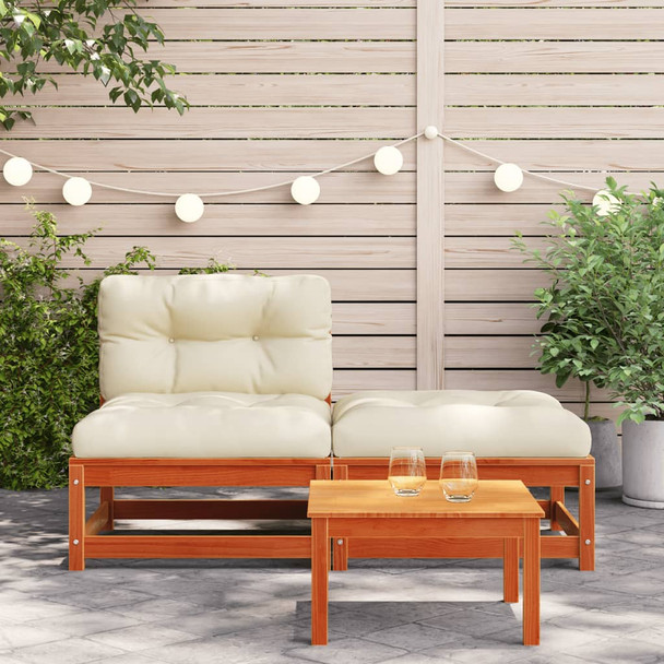 Vrtna sofa bez naslona za ruke s jastucima i tabureom 838130
