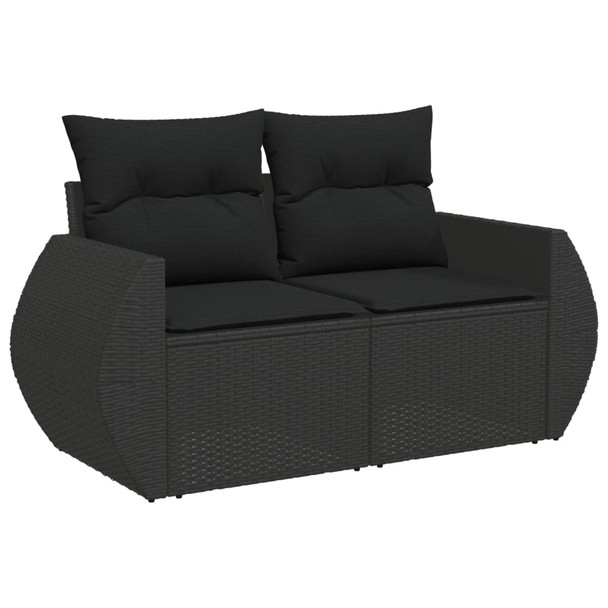 10-dijelni set vrtnih sofa s jastucima crni od poliratana 3221904