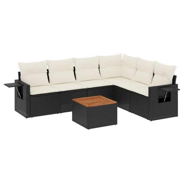 7-dijelni set vrtnih sofa od poliratana s jastucima crni 3224579
