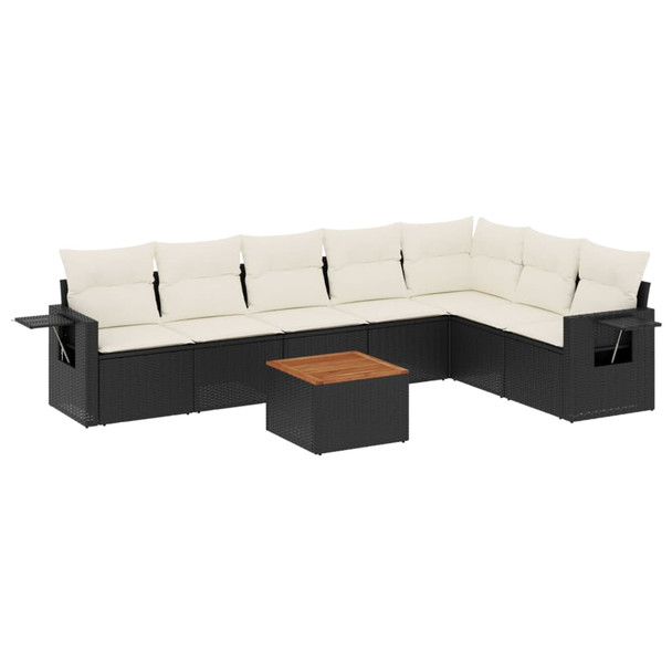 8-dijelni set vrtnih sofa od poliratana s jastucima crni 3224593