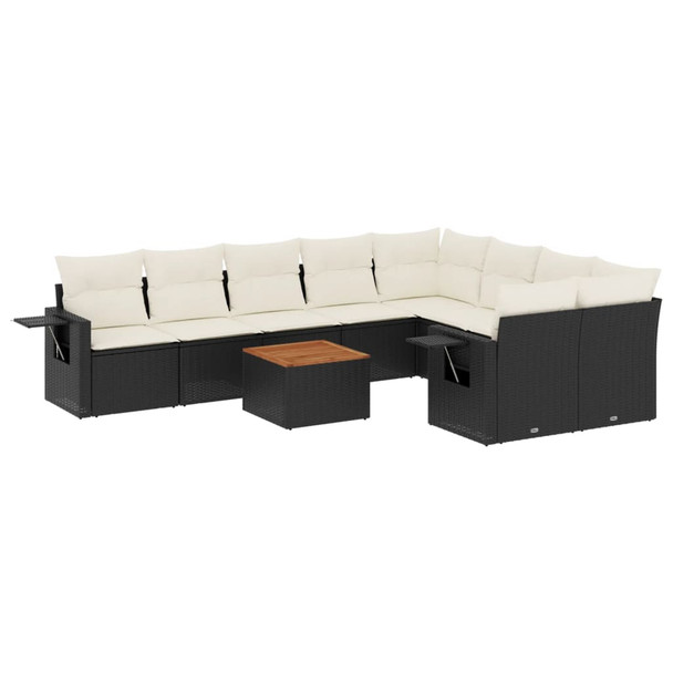 10-dijelni set vrtnih sofa s jastucima crni od poliratana 3224719