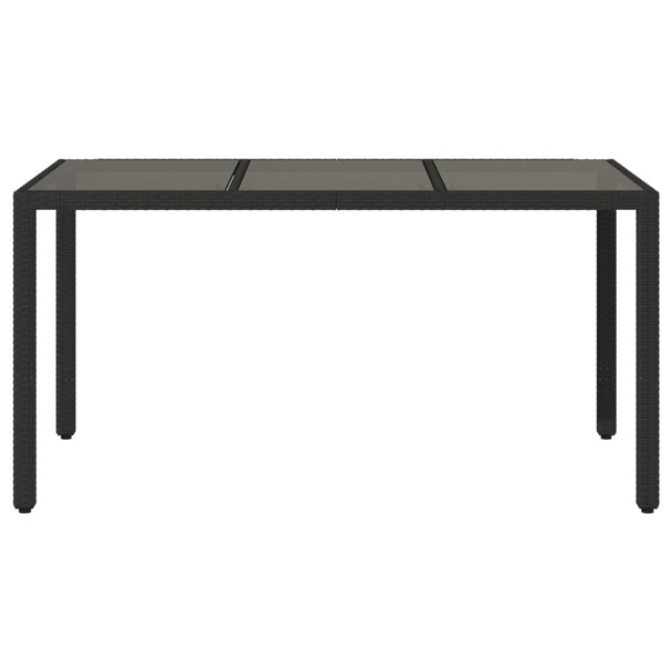Vrtni stol sa staklenom pločom crni 150x90x75 cm od poliratana 365531