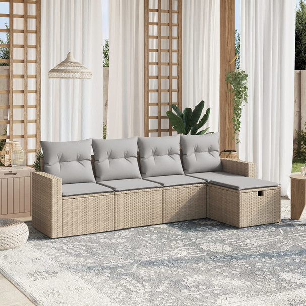 5-dijelni set vrtnih sofa s jastucima bež od poliratana 3263465