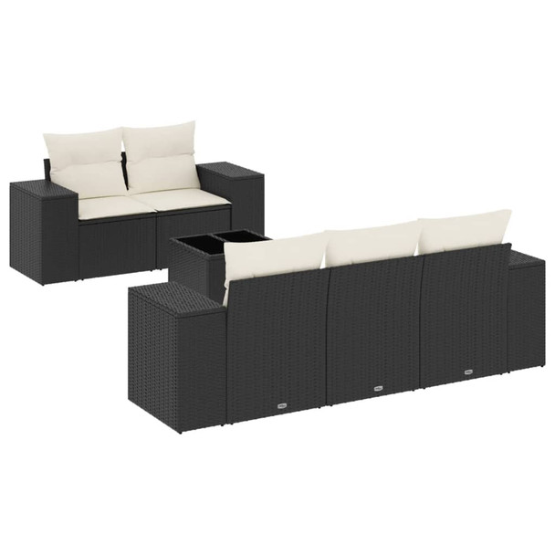 6-dijelni set vrtnih sofa s jastucima crni od poliratana 3222295