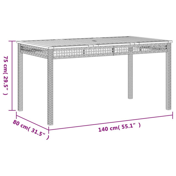 Vrtni stol crni 140 x 80 x 75 cm od poliratana i drva bagrema 366276