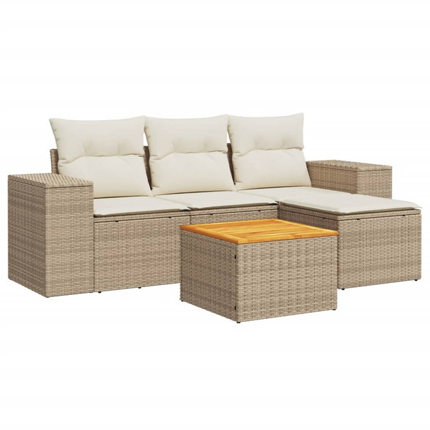 5-dijelni vrtni set sofa s jastucima bež od poliratana 3257745