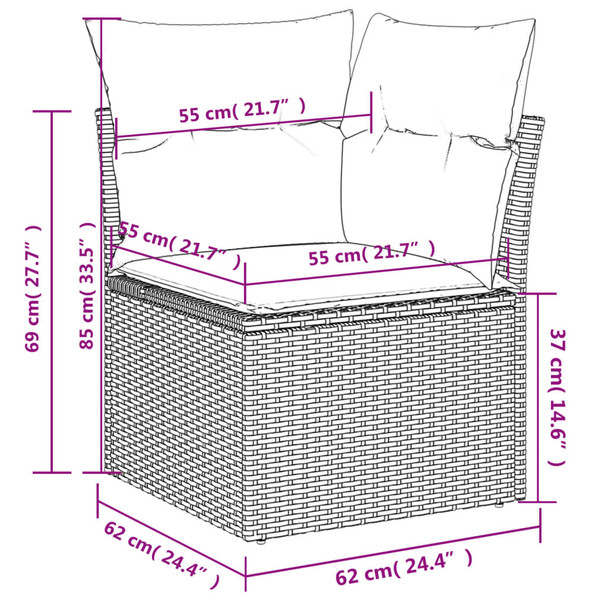 5-dijelni vrtni set sofa s jastucima bež od poliratana 3224547