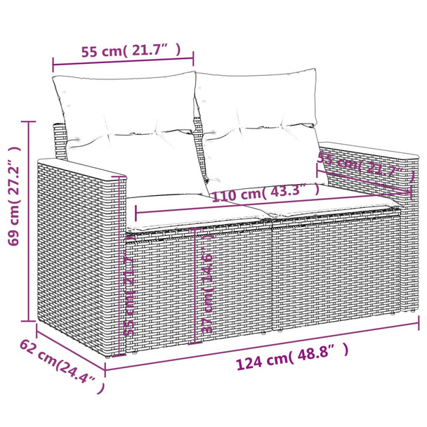 8-dijelni set vrtnih sofa od poliratana s jastucima sivi 3225892