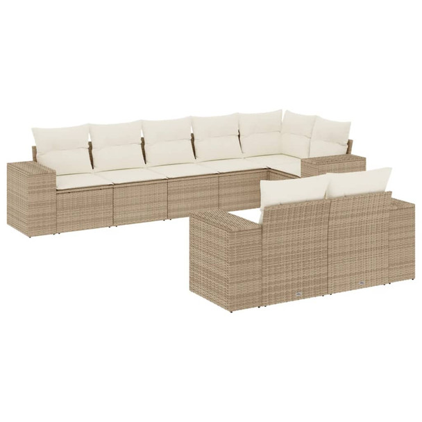 8-dijelni set vrtnih sofa od poliratana s jastucima bež 3255155