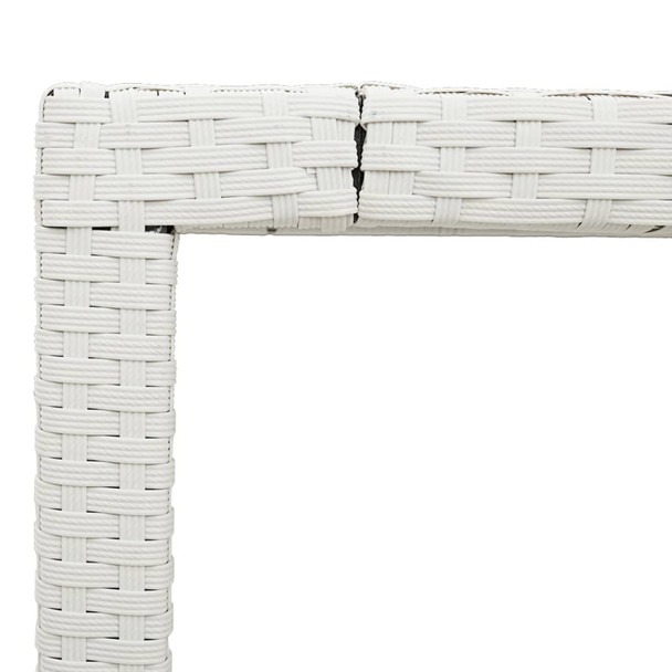 Vrtni stol sa staklenom pločom bijeli 90x90x75 cm od poliratana 368123