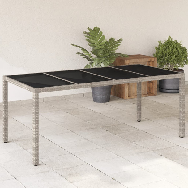 Vrtni stol sa staklenom pločom sivi 190x90x75 cm od poliratana 368128