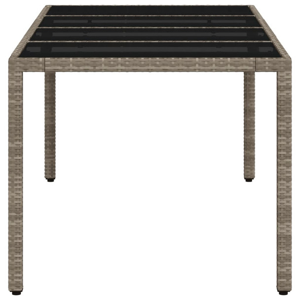 Vrtni stol sa staklenom pločom sivi 190x90x75 cm od poliratana 368128