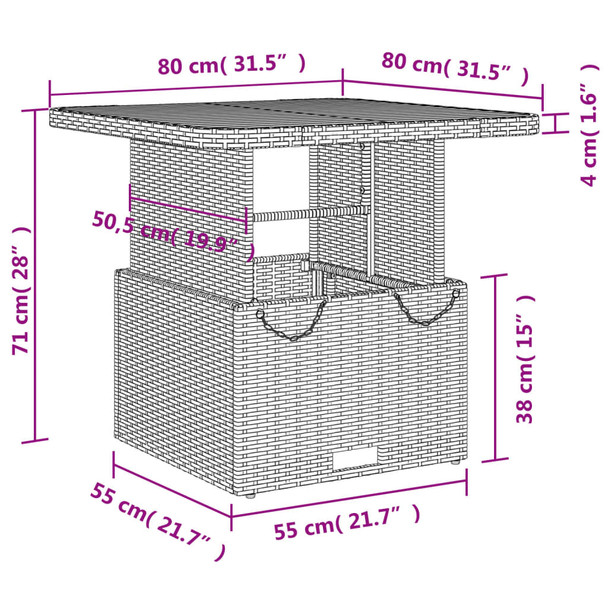 Vrtni stol bež 80 x 80 x 71 cm od poliratana i drva bagrema 368271