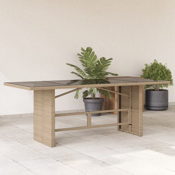 Vrtni stol sa staklenom pločom bež 190x80x74 cm od poliratana 365307