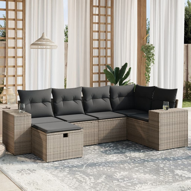 6-dijelni set vrtnih sofa od poliratana s jastucima sivi 3264416