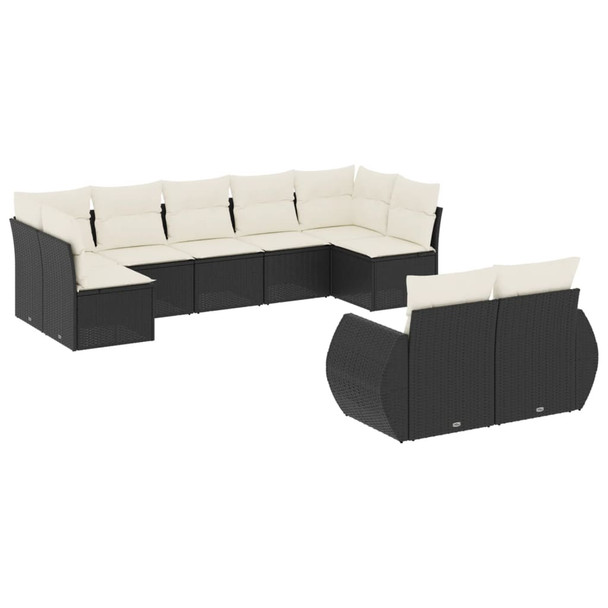 9-dijelni set vrtnih sofa s jastucima crni od poliratana 3221815