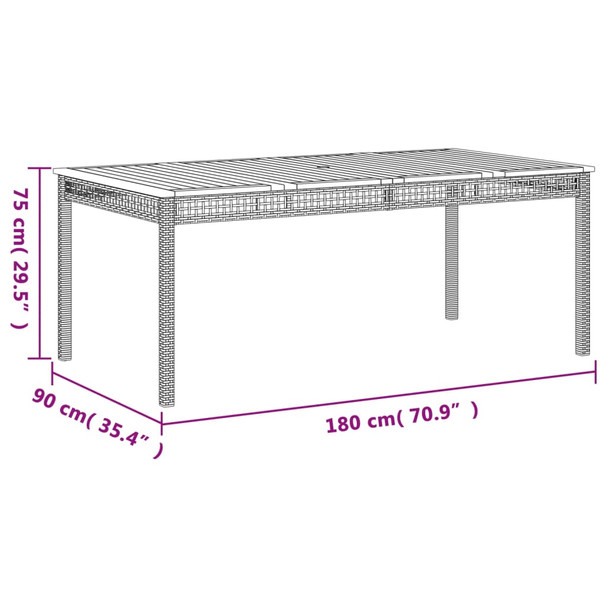 Vrtni stol bež 180 x 90 x 75 cm od poliratana i drva bagrema 366281