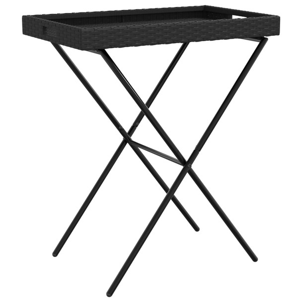 Sklopivi stol s pladnjem crni 65 x 40 x 75 cm od poliratana 365127