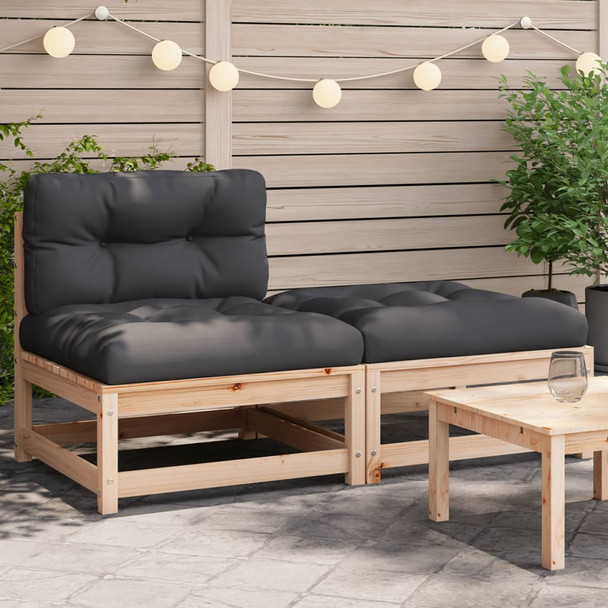 Vrtna sofa bez naslona za ruke s jastucima i tabureom 838125