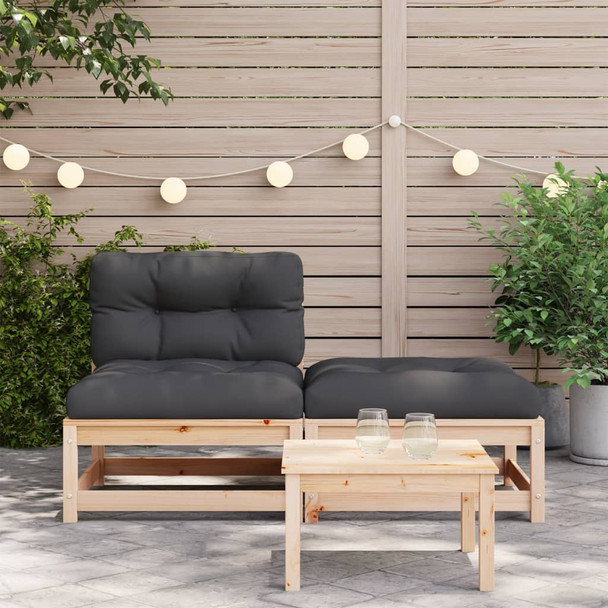 Vrtna sofa bez naslona za ruke s jastucima i tabureom 838125