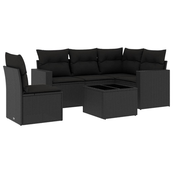 6-dijelni set vrtnih sofa s jastucima crni od poliratana 3218965