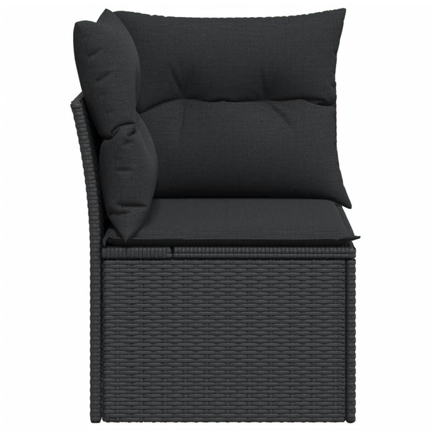 Kutna vrtna sofa s jastucima crna od poliratana 365985