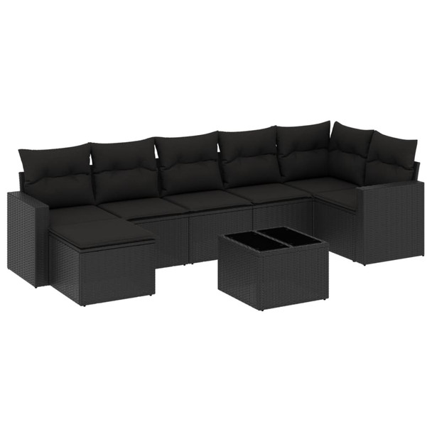 8-dijelni set vrtnih sofa od poliratana s jastucima crni 3251622