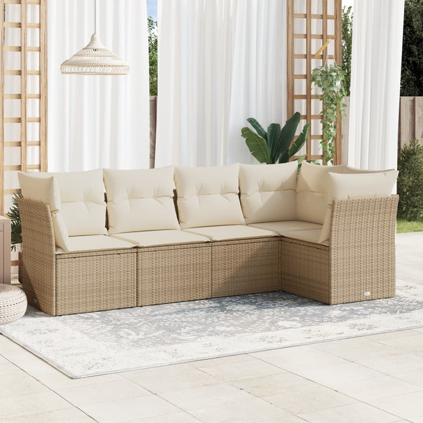 5-dijelni vrtni set sofa s jastucima bež od poliratana 3217598