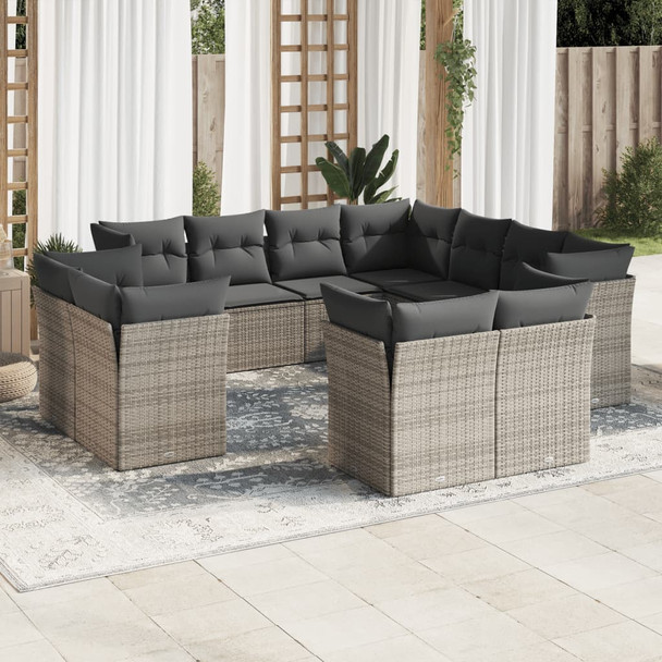 11-dijelni set vrtnih sofa od poliratana s jastucima sivi 3218510