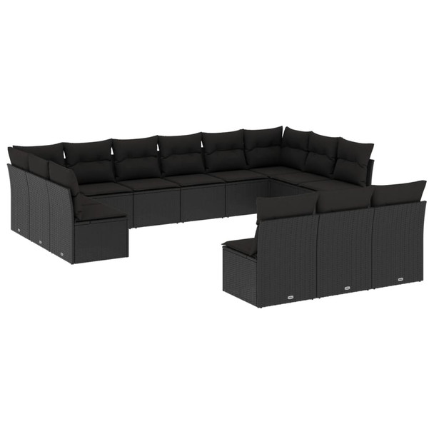 13-dijelni set vrtnih sofa s jastucima poliratan crni 3250224