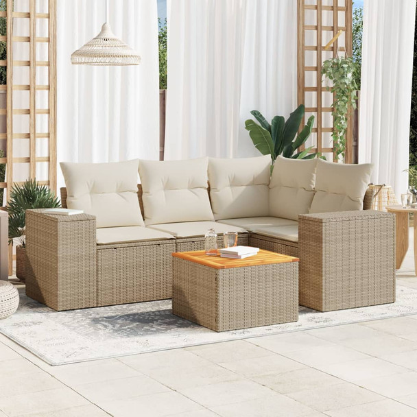 5-dijelni vrtni set sofa s jastucima bež od poliratana 3257759