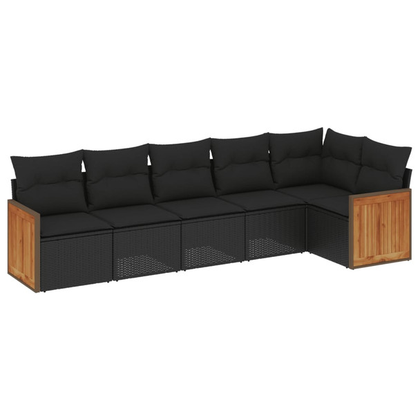 6-dijelni set vrtnih sofa s jastucima crni od poliratana 3260067