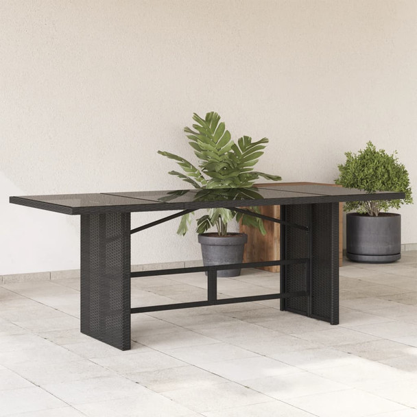 Vrtni stol sa staklenom pločom crni 190x80x74 cm od poliratana 365304