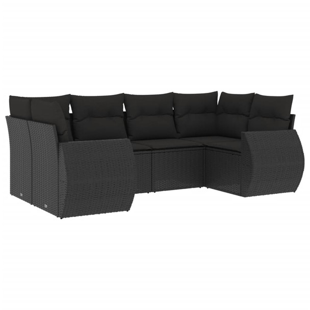 6-dijelni set vrtnih sofa s jastucima crni od poliratana 3254112