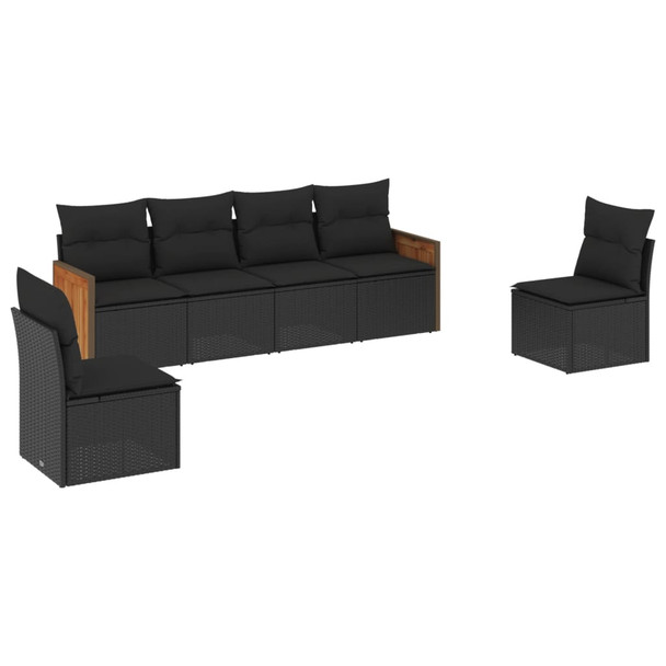 6-dijelni set vrtnih sofa s jastucima crni od poliratana 3227539