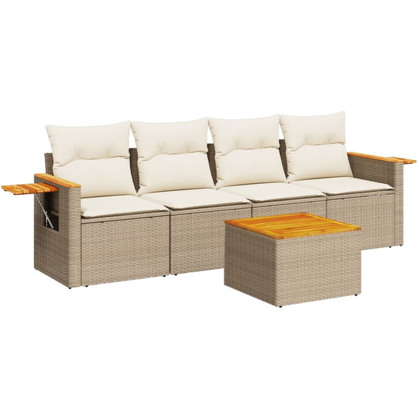 5-dijelni vrtni set sofa s jastucima bež od poliratana 3226618