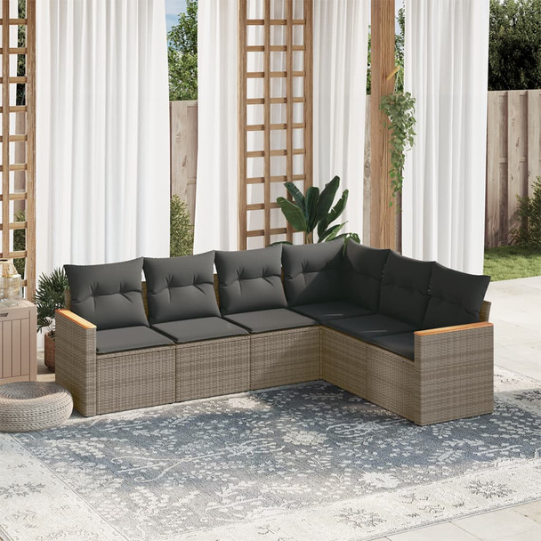 6-dijelni set vrtnih sofa od poliratana s jastucima sivi 3226004