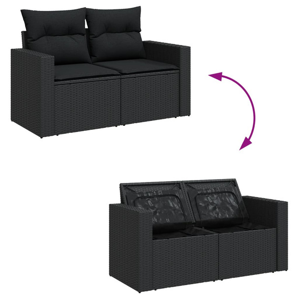 11-dijelni set vrtnih sofa od poliratana s jastucima crni 3256503