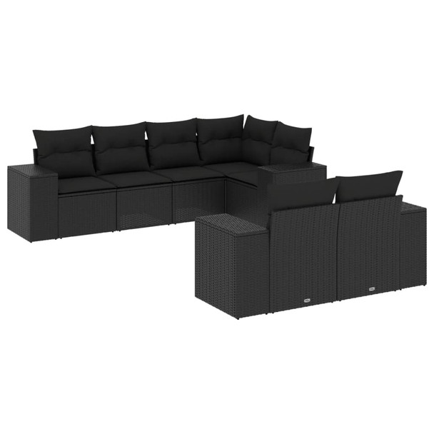 7-dijelni set vrtnih sofa od poliratana s jastucima crni 3255142