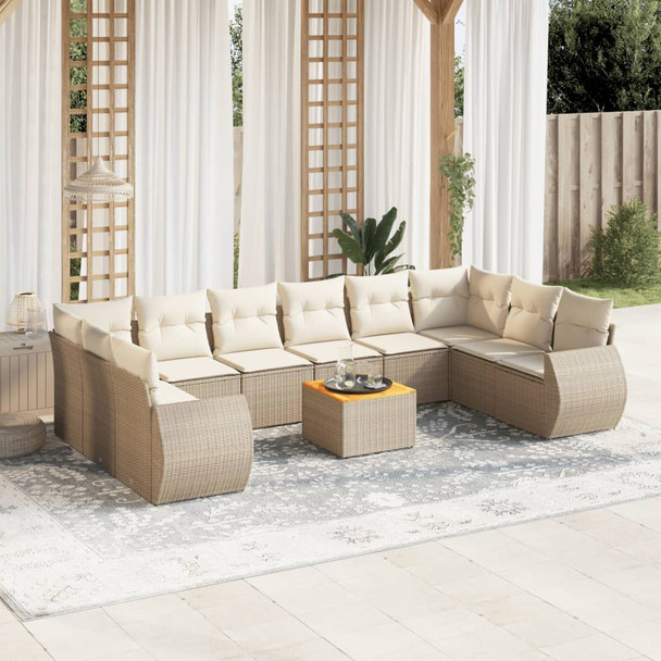 11-dijelni set vrtnih sofa od poliratana s jastucima bež 3257507
